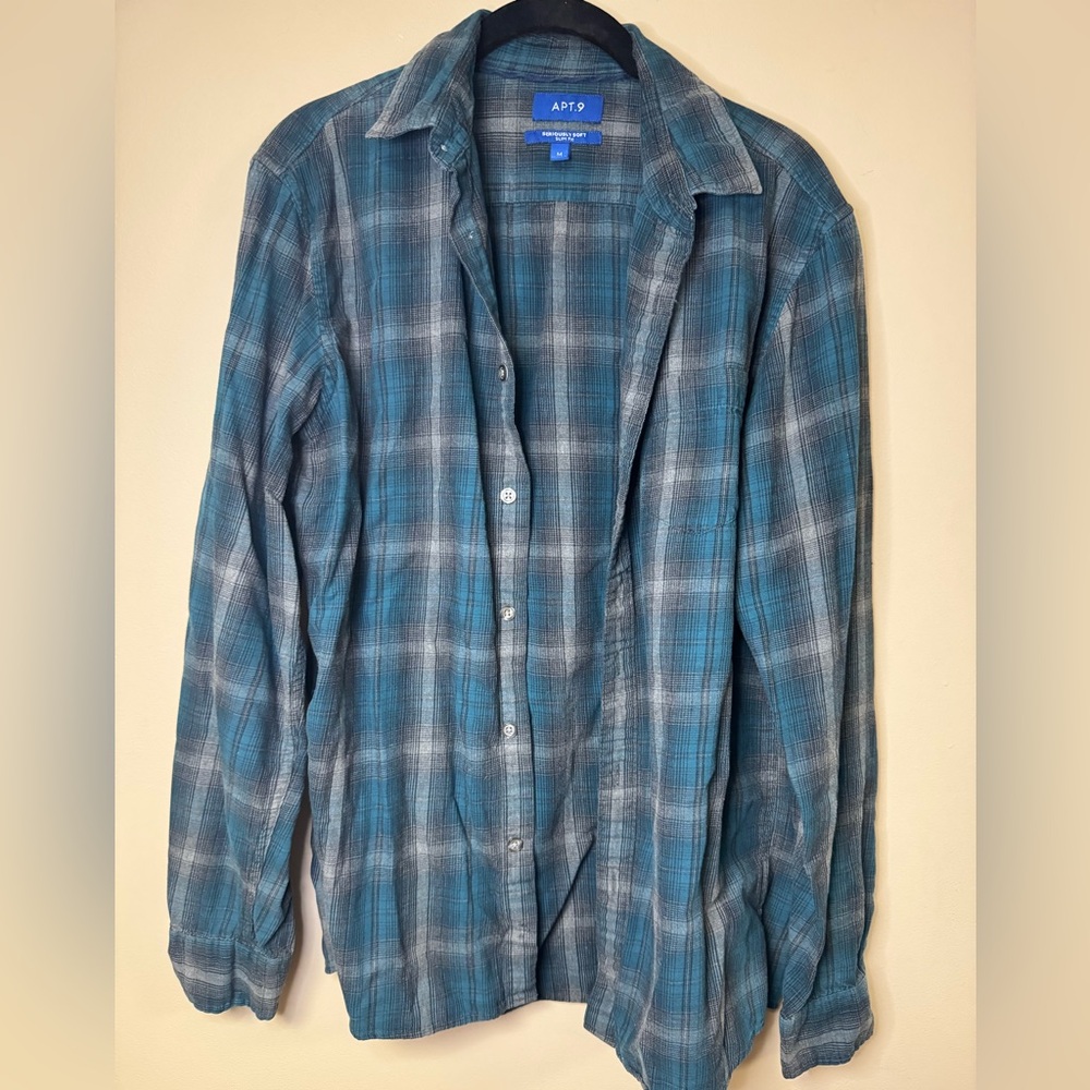 Blue and Gray Flannel Checkered Shirt